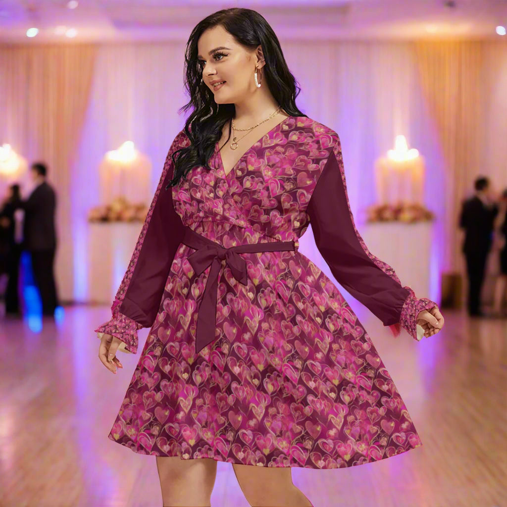 She’s a Valen-Diva V-Neck Dress with Waistband (Plus Size) | Elegant Valentine's Day Dress