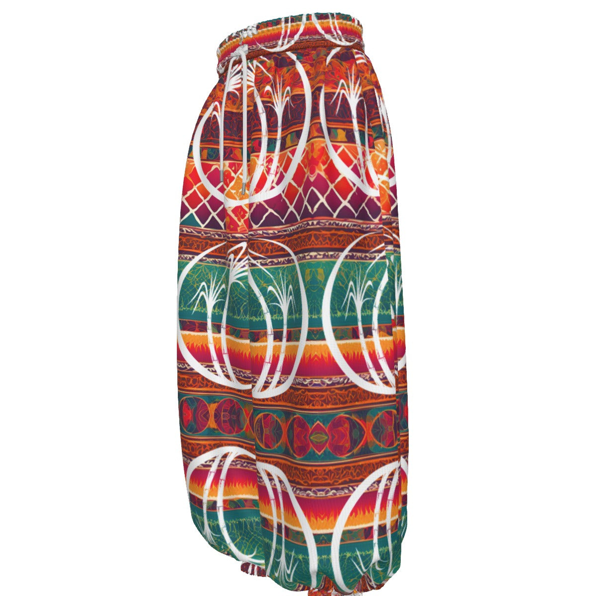 Lohri Celebration Lantern Style Salwar Pant – Sugar Cane & Peanut Plant Vibrant Print