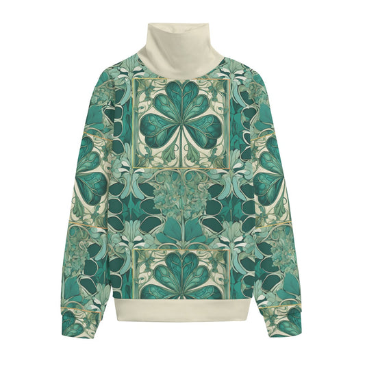 PGP Holiday Nouveau Shamrock Turtleneck Sweater – Premium Knitted Fleece, Unisex Saint Patrick’s Day