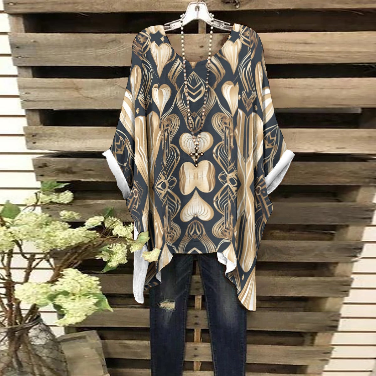 PGP Holiday Eros Époque Shawl Shirt - Black & Gold Art Deco Design