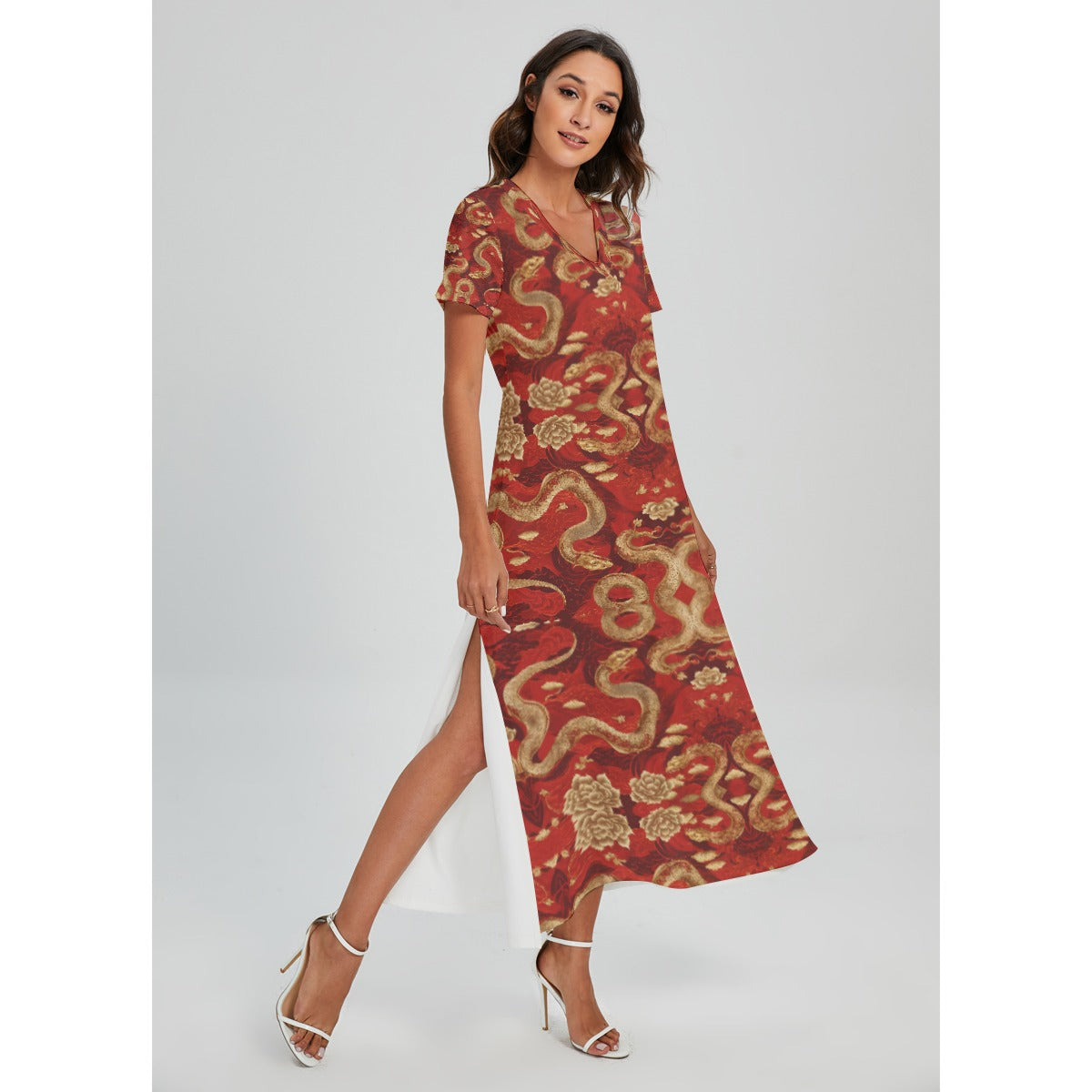 PGP Holiday Golden Serpent V-Neck Dress | Lunar New Year Style