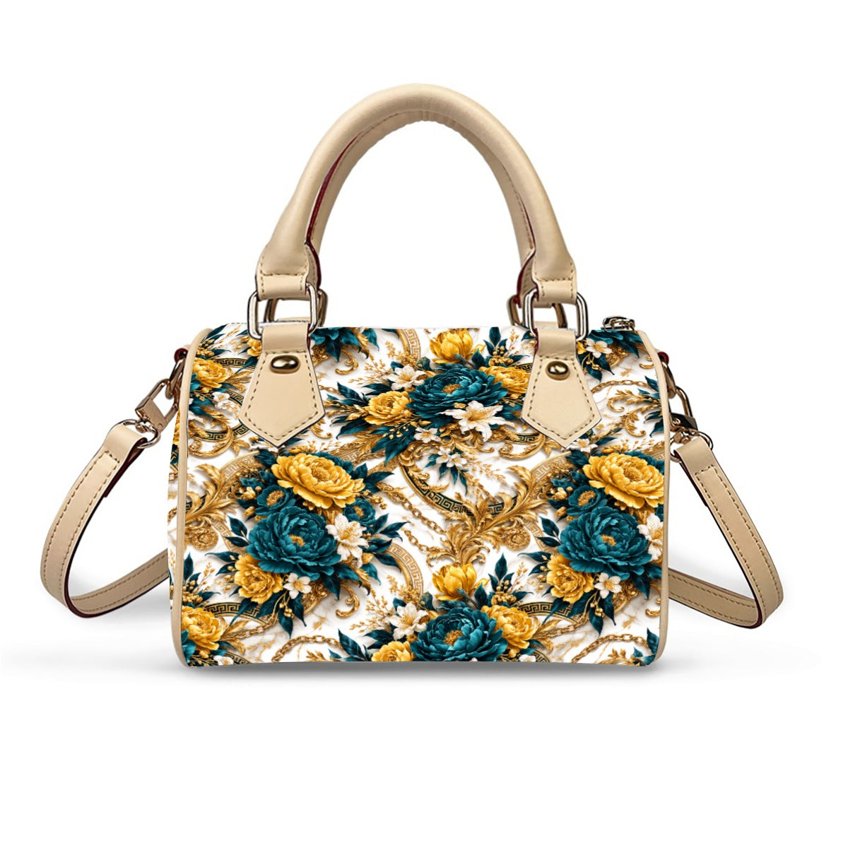 PGP Holiday WANDERSPRING Intuition Baroque Floral Animal-Free Leather Barrel Handbag