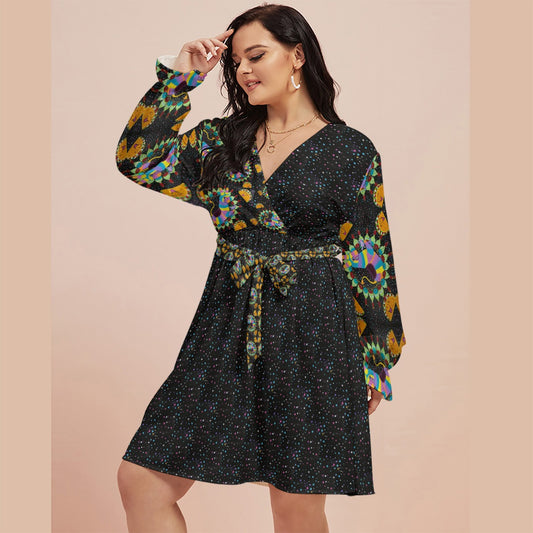 PGP Holiday Margeaux Piñata Cantina Margarita V-neck Dress With Waistband (Plus Size)