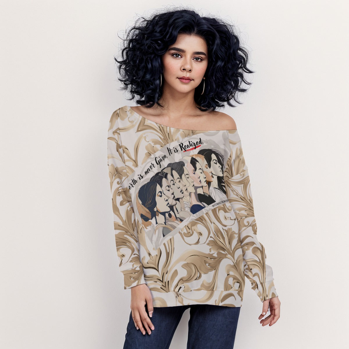 PGP Holiday Realized Off-Shoulder Sweatshirt - Casual Women’s Top for All Seasons