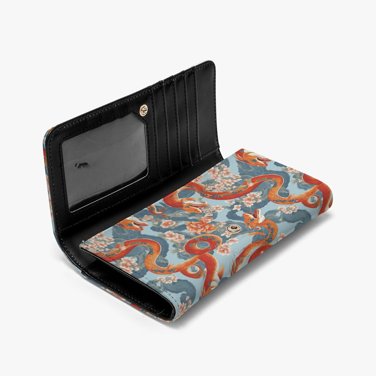 PGP Holiday Foldable Wallet | Blossom Serpent Orange & Blue | Prosperity & Growth