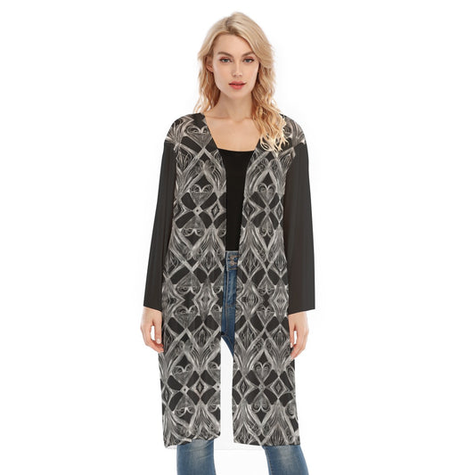 PGP Holiday Eros Époque Mesh Cardigan - Silver & Black Art Deco | Chic Valentine's Day Look