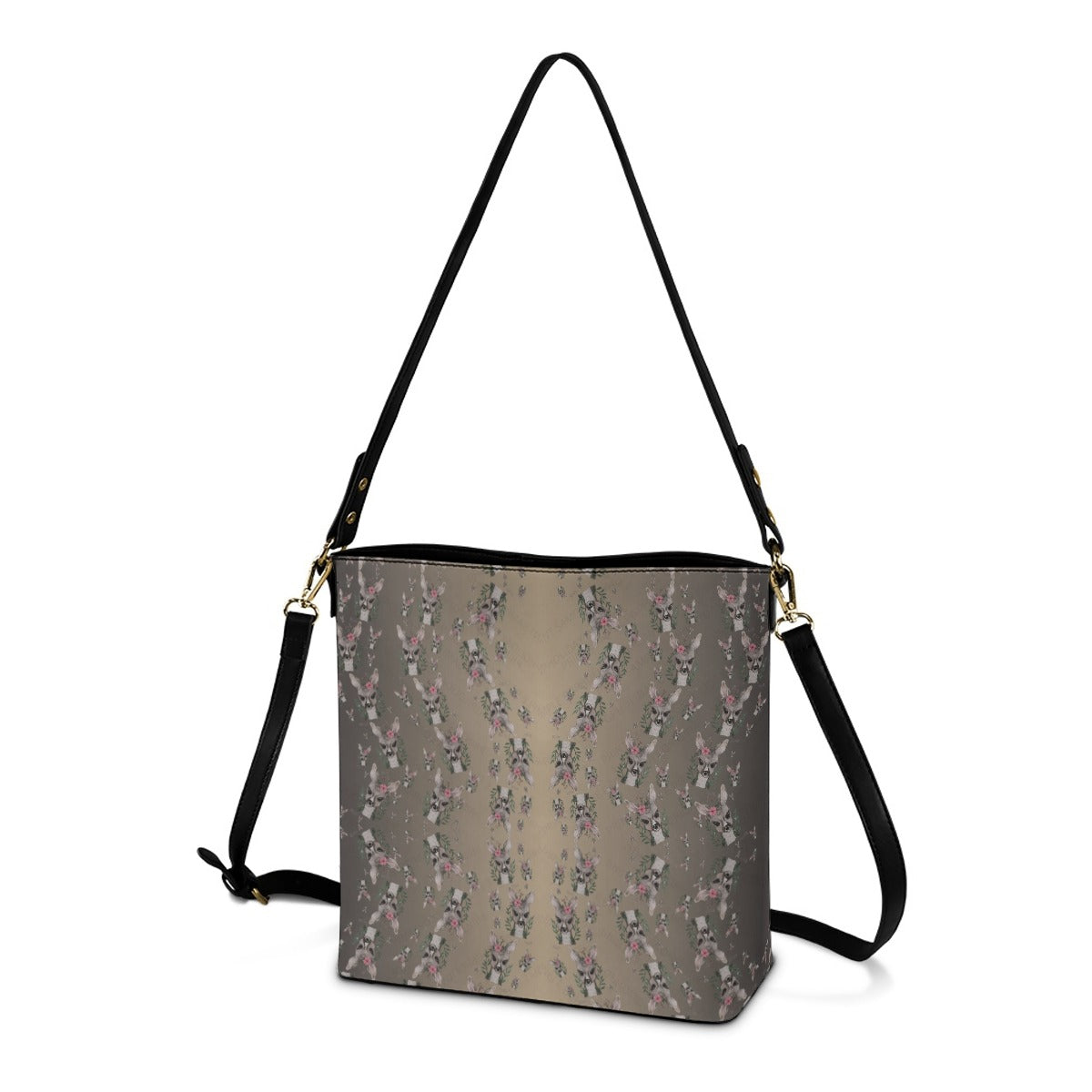 The Rochelle Fawn & Fern Minimalist Square Crossbody Bucket Bag