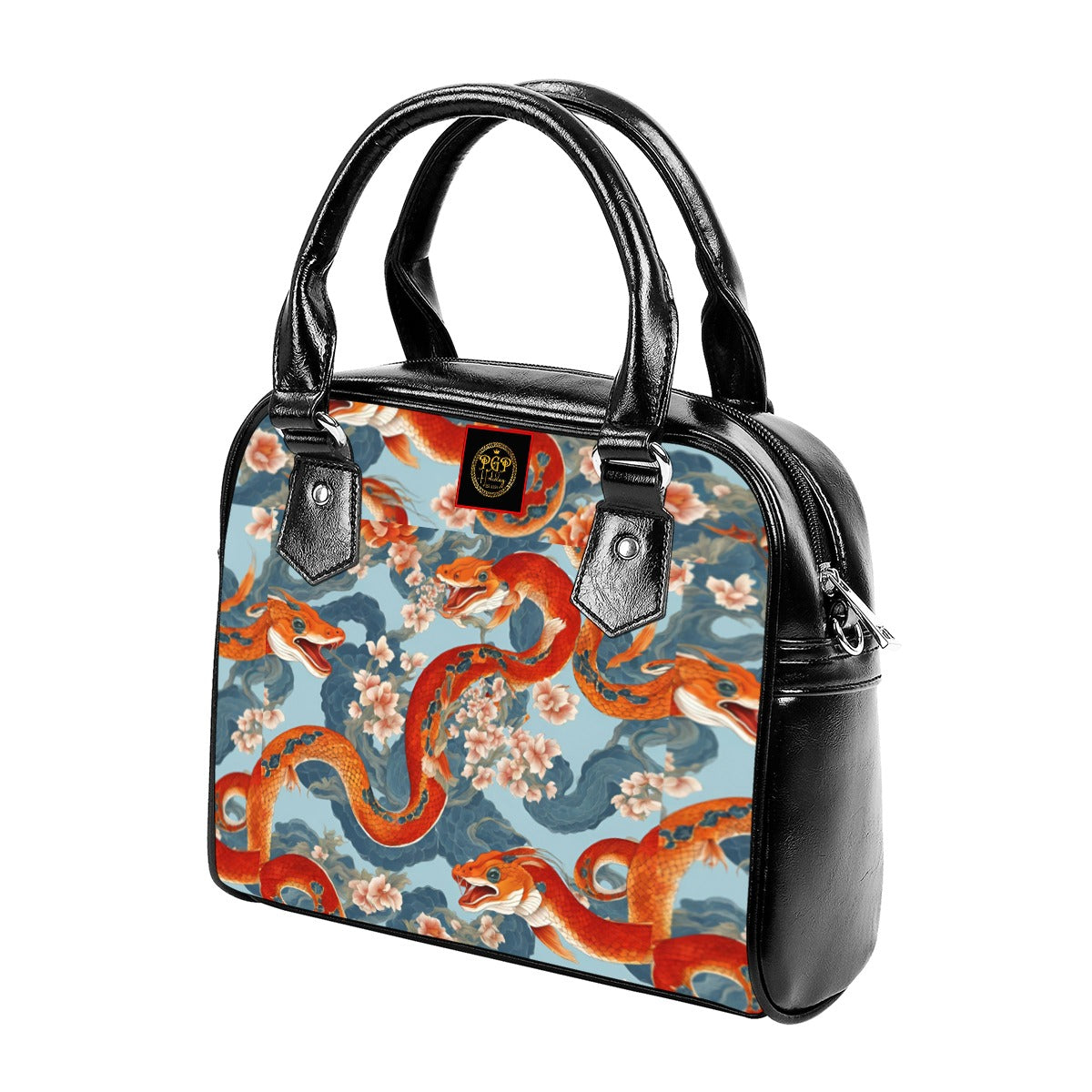 PGP Holiday Handbag with Single Shoulder Strap | Blossom Serpent Orange & Blue | Prosperity & Growth