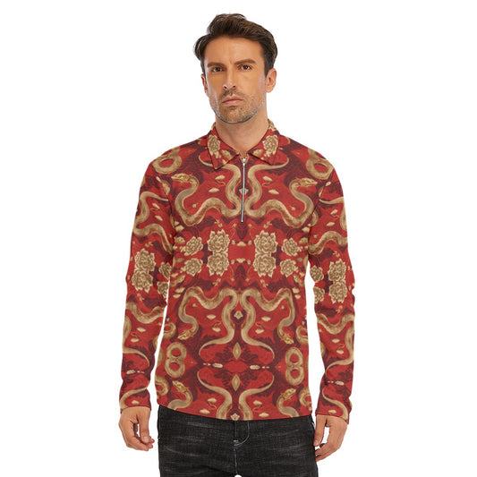 PGP Holiday Golden Serpent Lapel Shirt with Zipper Closure | Lunar New Year Elegance