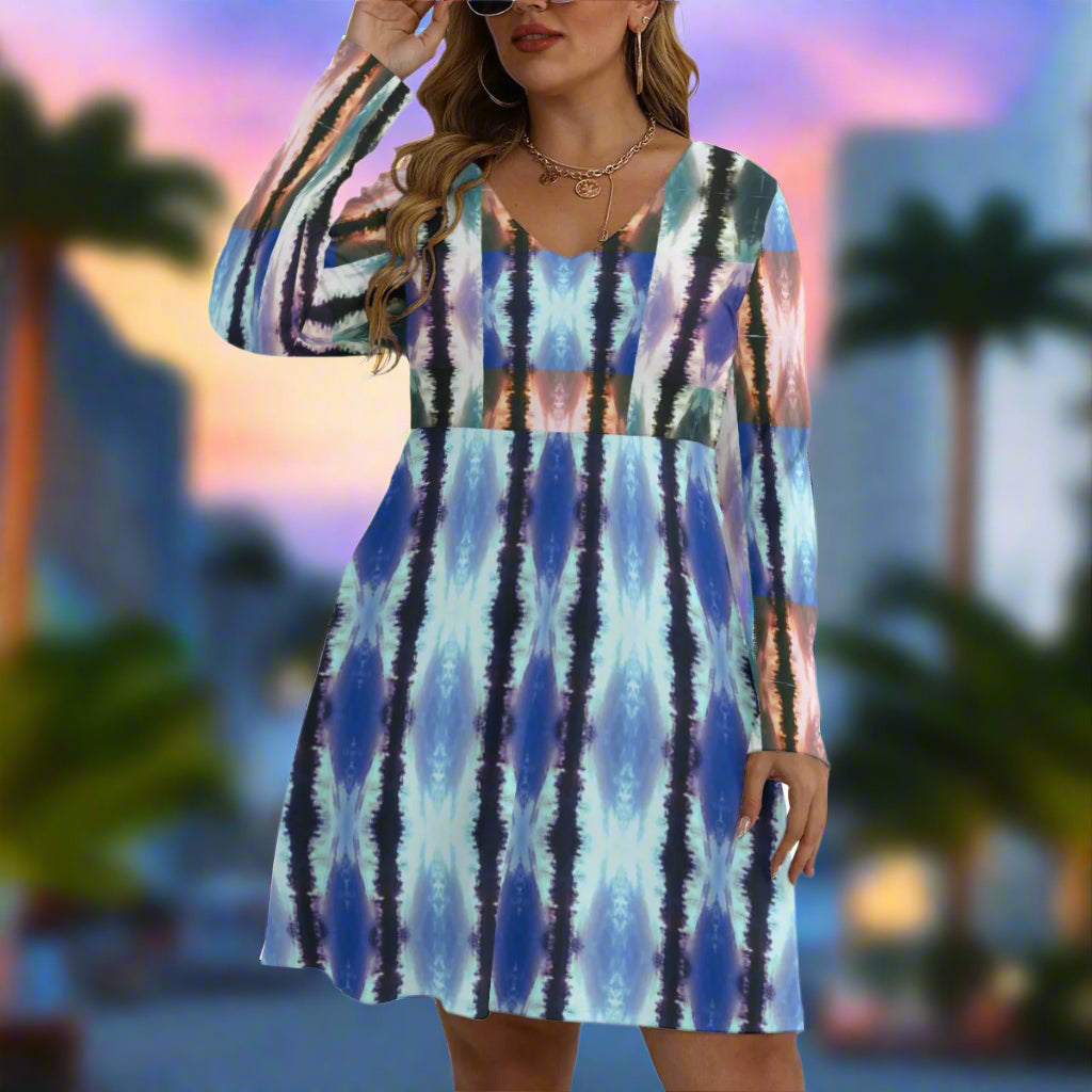 PGP Holiday | Stacy Lock 7 Women's Plus Size V-Neck Long Sleeve Dress – Effortless Style and Comfort