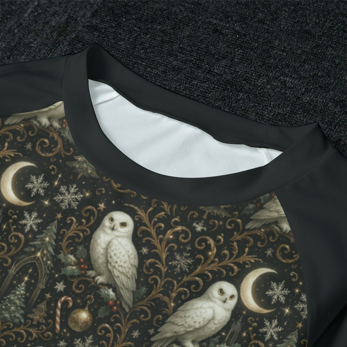 All-Over Print Women's Raglan Sleeve Pajamas With Wide Ankles