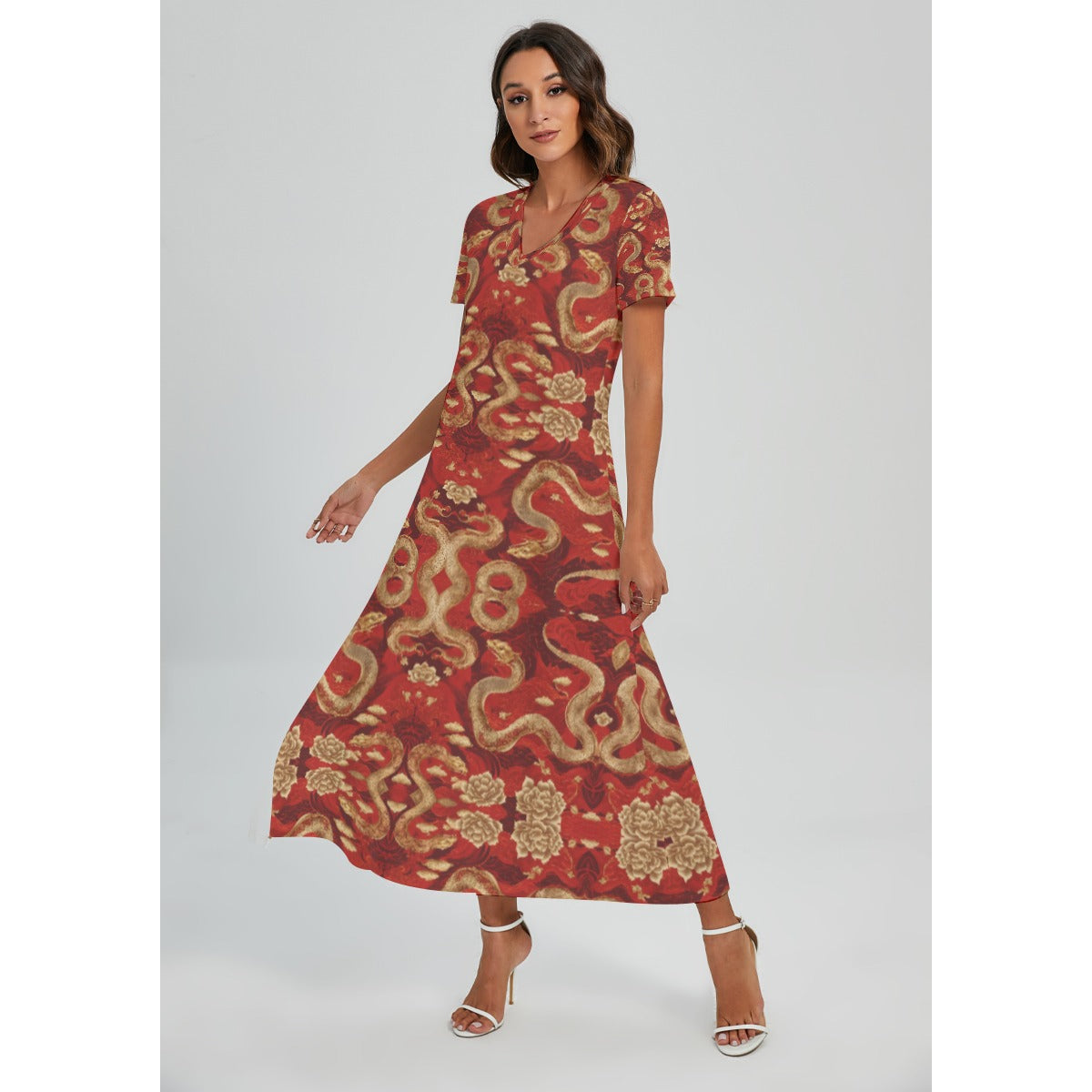 PGP Holiday Golden Serpent V-Neck Dress | Lunar New Year Style