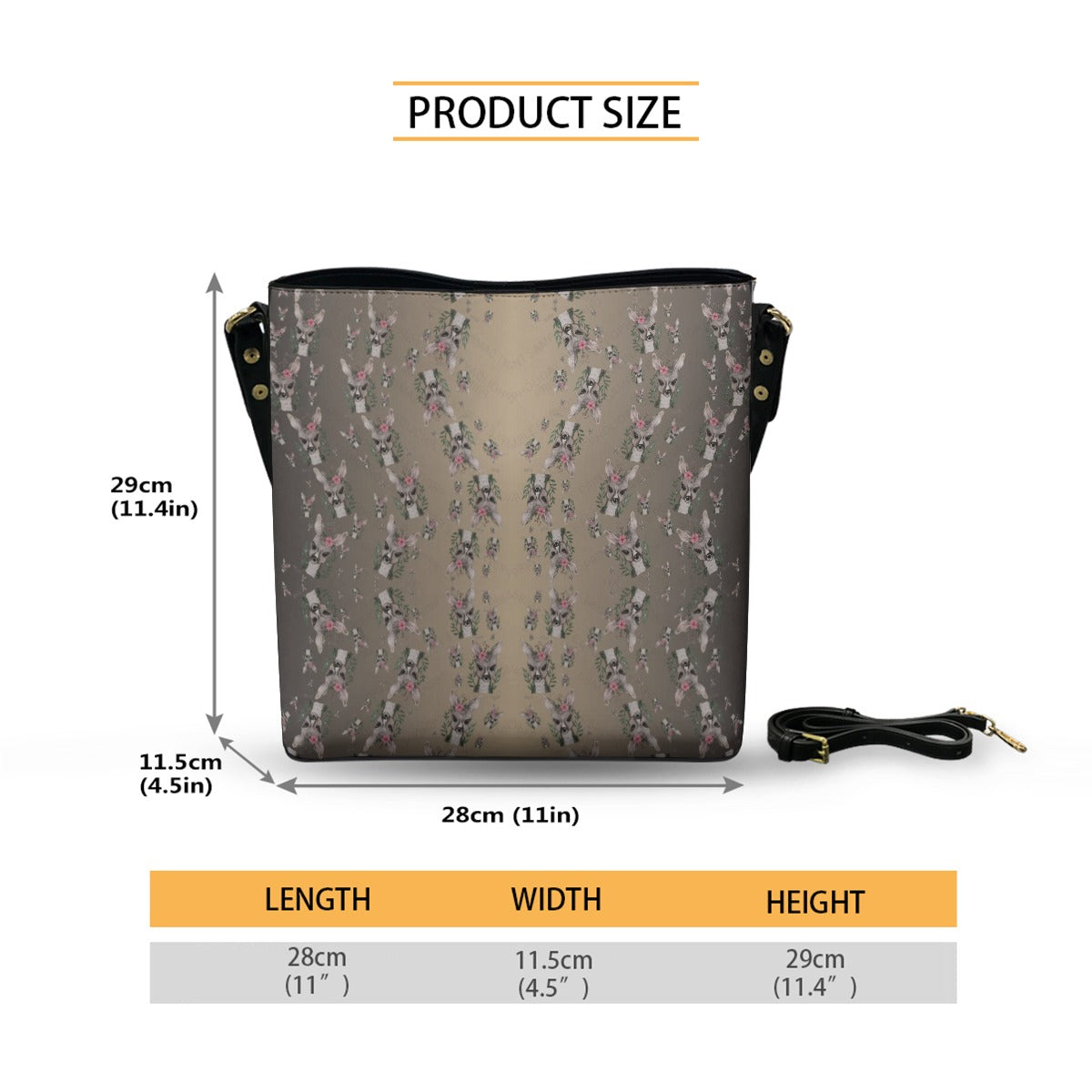 The Rochelle Fawn & Fern Minimalist Square Crossbody Bucket Bag