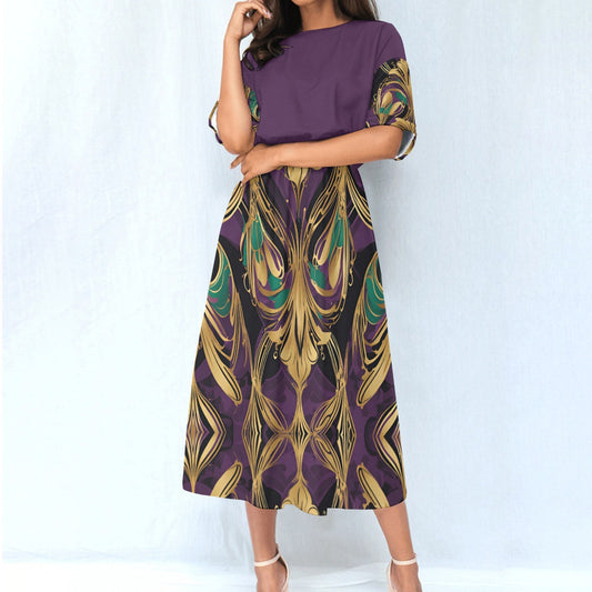 PGP Holiday Mardi Gras Lunaria Gown – Elegant, Flowy & Flattering Elastic Waist Dress