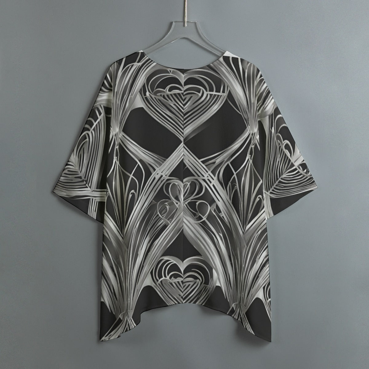 PGP Holiday Eros Époque Shawl Shirt - Silver & Black Art Deco Design