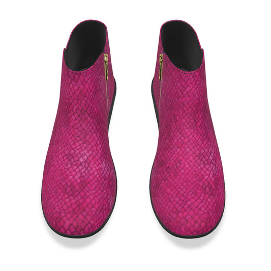 Kiss My Heart Goodbye - Women's Fuchsia Half Zip Fashion Boot | Micro Suede & Anti-Slip Sole