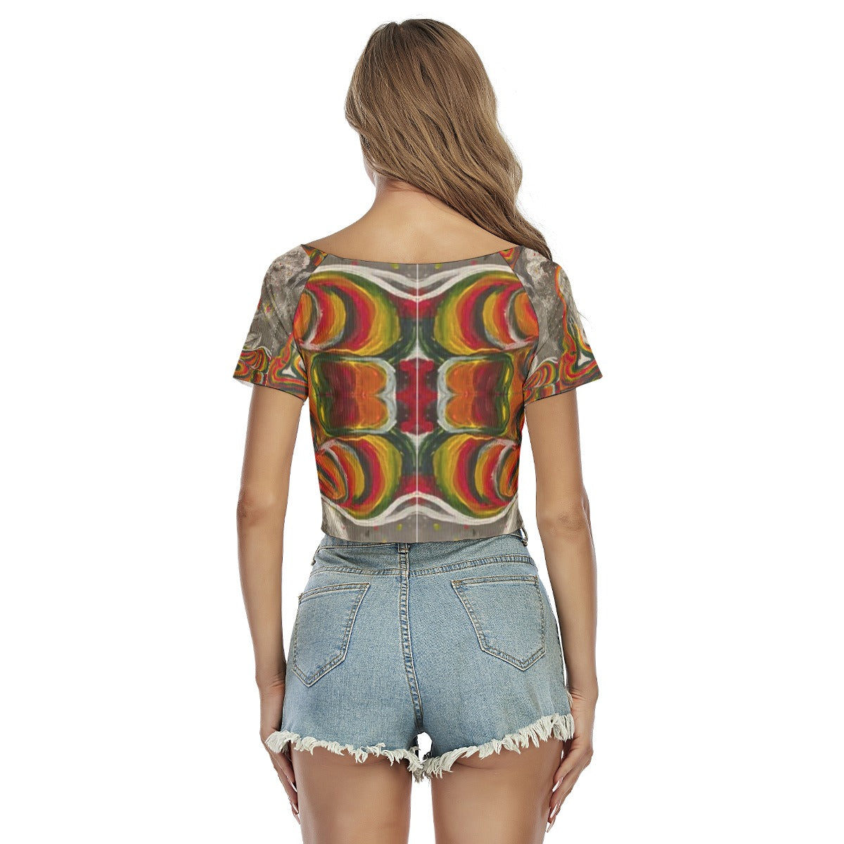Under Grandmothers Moon Raglan Drawstring Front Crop Tee – Flirty Vibes for Sun-Soaked Days