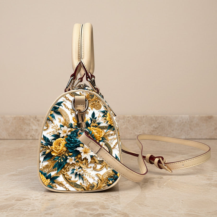 PGP Holiday WANDERSPRING Intuition Baroque Floral Animal-Free Leather Barrel Handbag