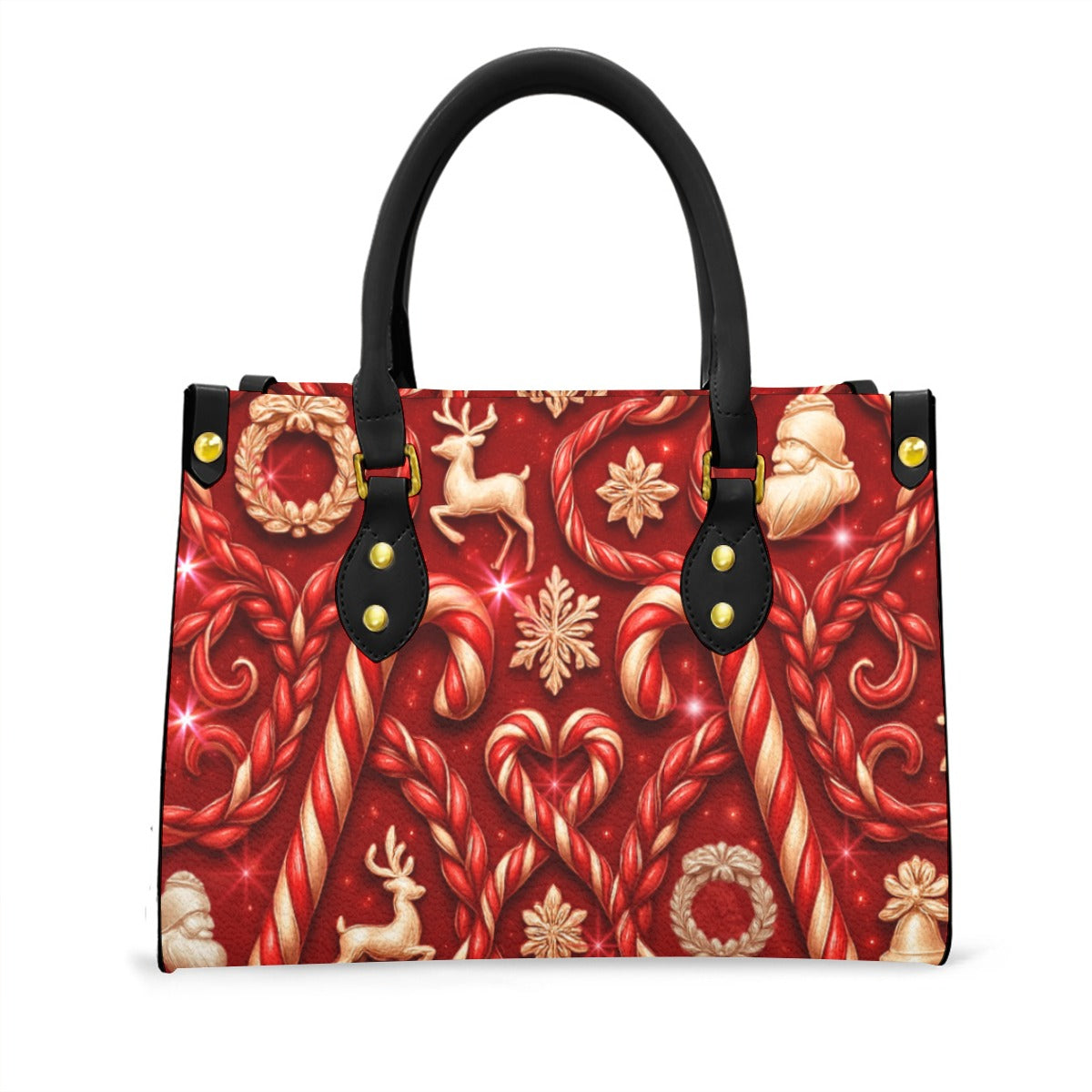 PGP Holiday Candy Cane Ball Women’s Tote Bag With Black Handle — Voted #1 Inspired Print