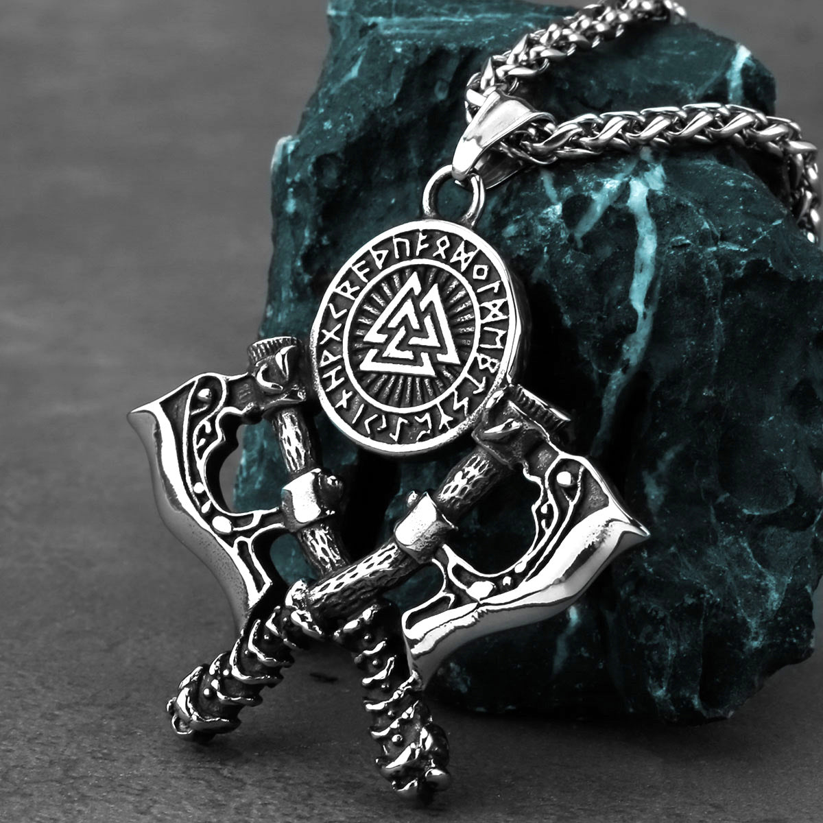 PGP Holiday | Men’s Double Axe Stainless Steel Pendant Necklace