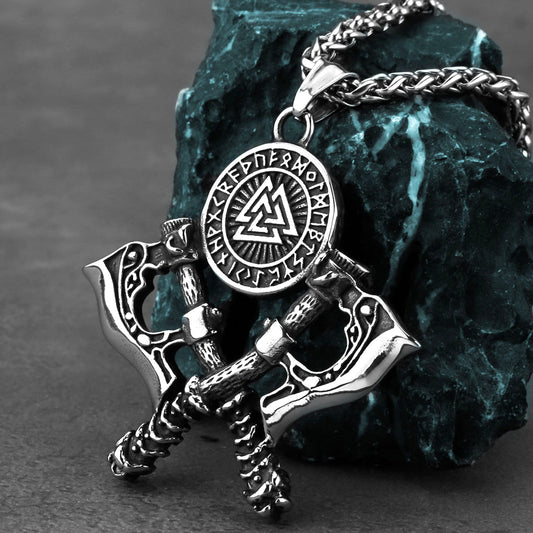 PGP Holiday | Men’s Double Axe Stainless Steel Pendant Necklace
