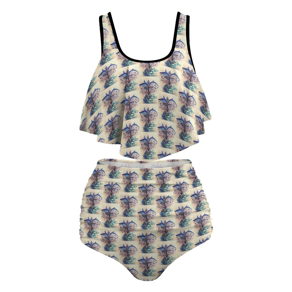 PGP Holiday Stacy Lee Faith Plus Size Lotus Petal Bikini – Comfort Adjustable Two-Piece Swimsuit for Women.