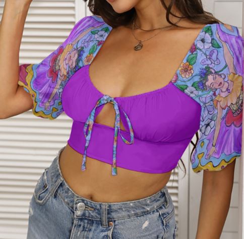 PGP Holiday Rochelle ¡Vive Mexico! Puff Sleeve Crop Top