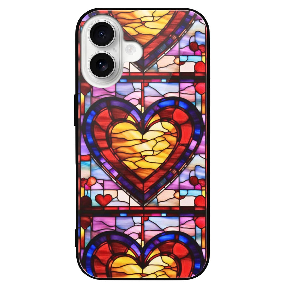 Valenedit | Glassworks I iPhone 16 Case — Stained-Glass Heart Design
