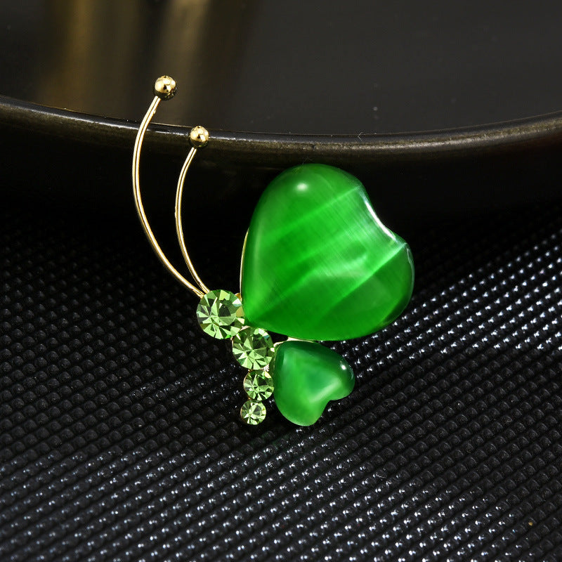 Whisper of Éire | PGP Holiday — Clover Heart Lapel Pin (Jade-Opal Resin + Crystals)