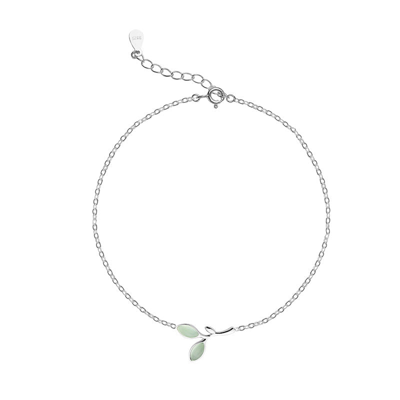 PGP Holiday | Renewal | Small tender green leaf silver bracelet 925 Sterling