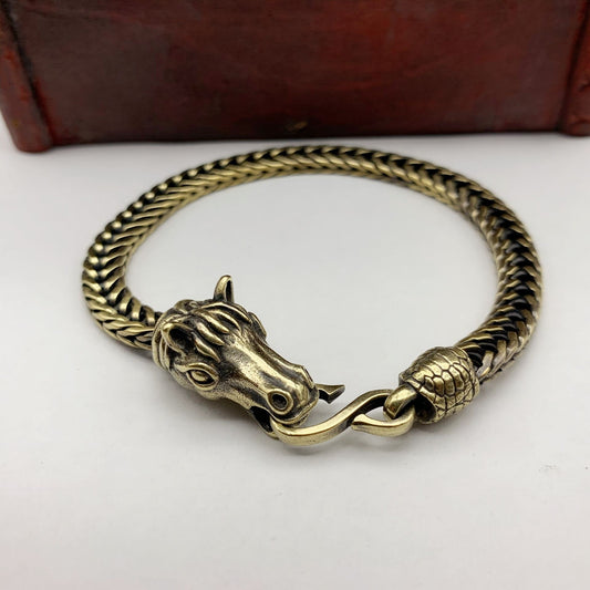 Whisper of Éire | PGP Holiday — Men’s Horse Head Brass Chain Bracelet (Celtic Style)