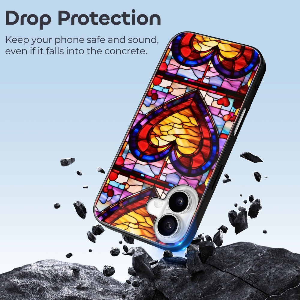 Valenedit | Glassworks I iPhone 16 Case — Stained-Glass Heart Design
