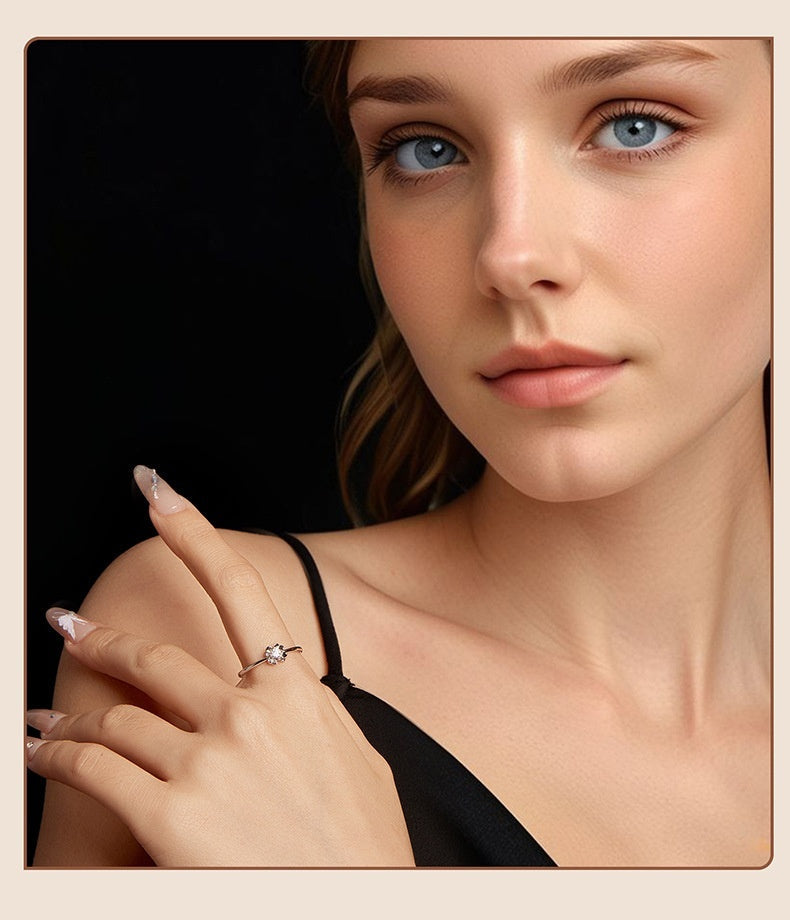 PGP Holiday Whisper of Éire — 925 Sterling Silver Clover Moissanite Adjustable Ring