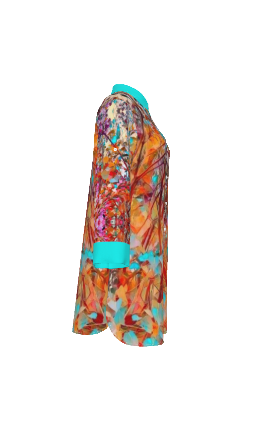 PGP Holiday Lilac Bloom Lapel Long Shirt or Shirt Dress