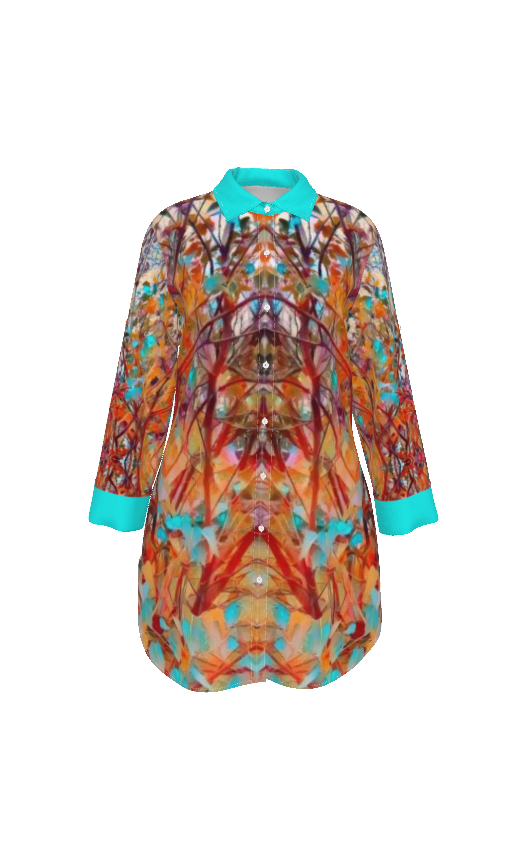 PGP Holiday Lilac Bloom Lapel Long Shirt or Shirt Dress