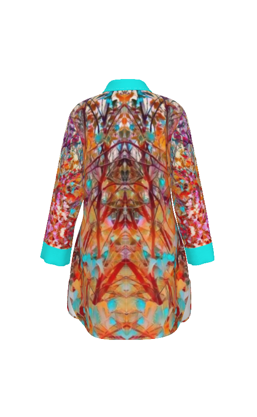 PGP Holiday Lilac Bloom Lapel Long Shirt or Shirt Dress