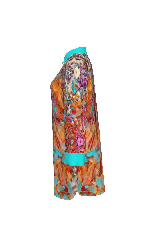 PGP Holiday Lilac Bloom Lapel Long Shirt or Shirt Dress