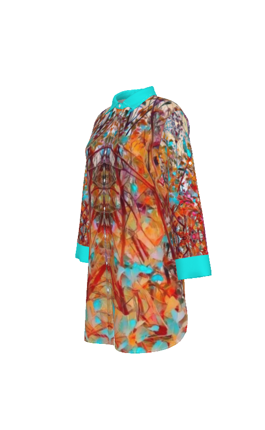PGP Holiday Lilac Bloom Lapel Long Shirt or Shirt Dress