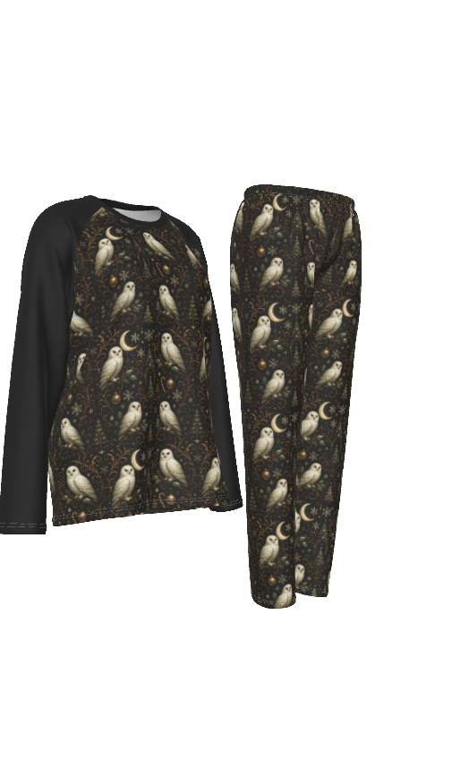 All-Over Print Women's Raglan Sleeve Pajamas With Wide Ankles