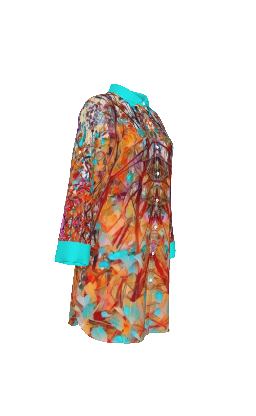 PGP Holiday Lilac Bloom Lapel Long Shirt or Shirt Dress