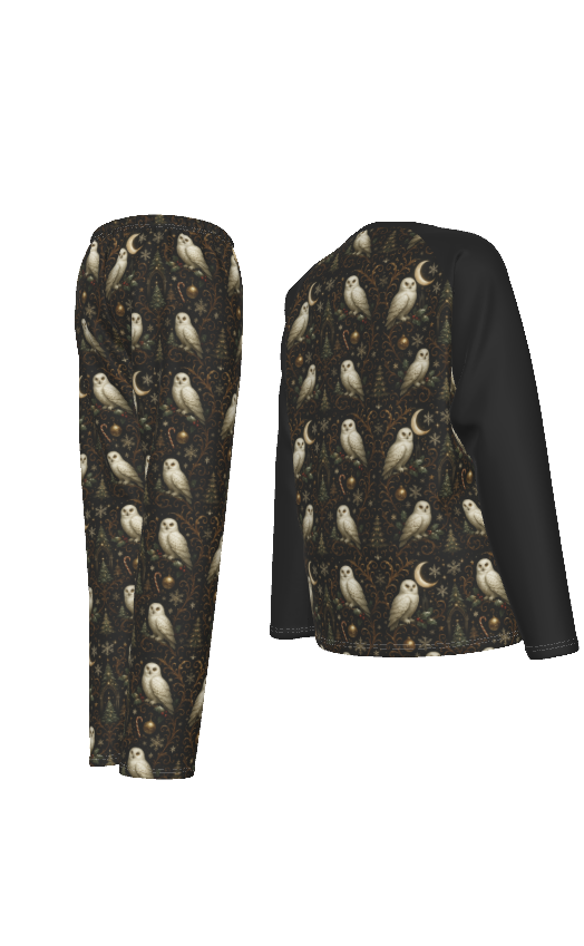 All-Over Print Women's Raglan Sleeve Pajamas With Wide Ankles