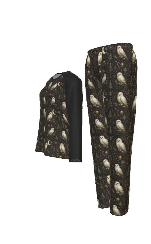 All-Over Print Women's Raglan Sleeve Pajamas With Wide Ankles