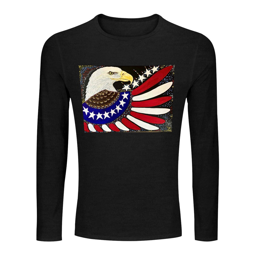 Margeaux 1776 Men's Black Basic Comfort Crew Long Sleeve T-Shirt – Classic Cotton Style PGP Holiday