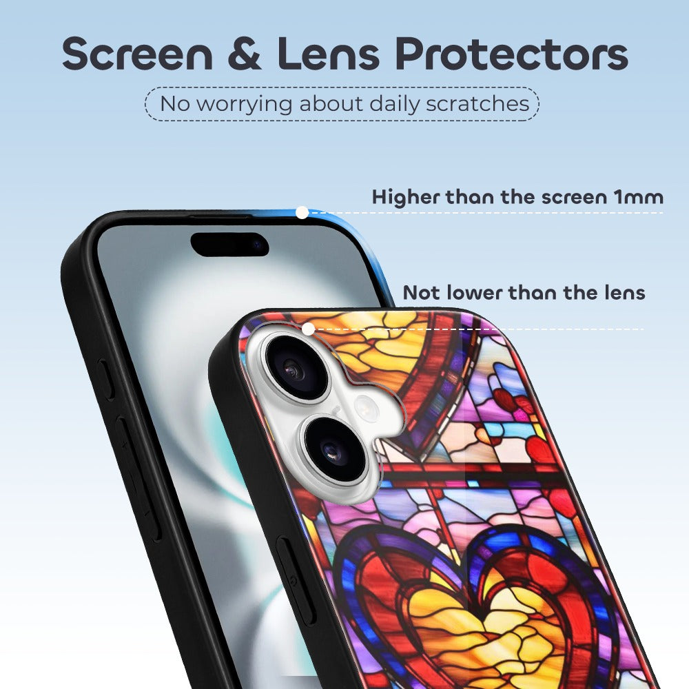 Valenedit | Glassworks I iPhone 16 Case — Stained-Glass Heart Design
