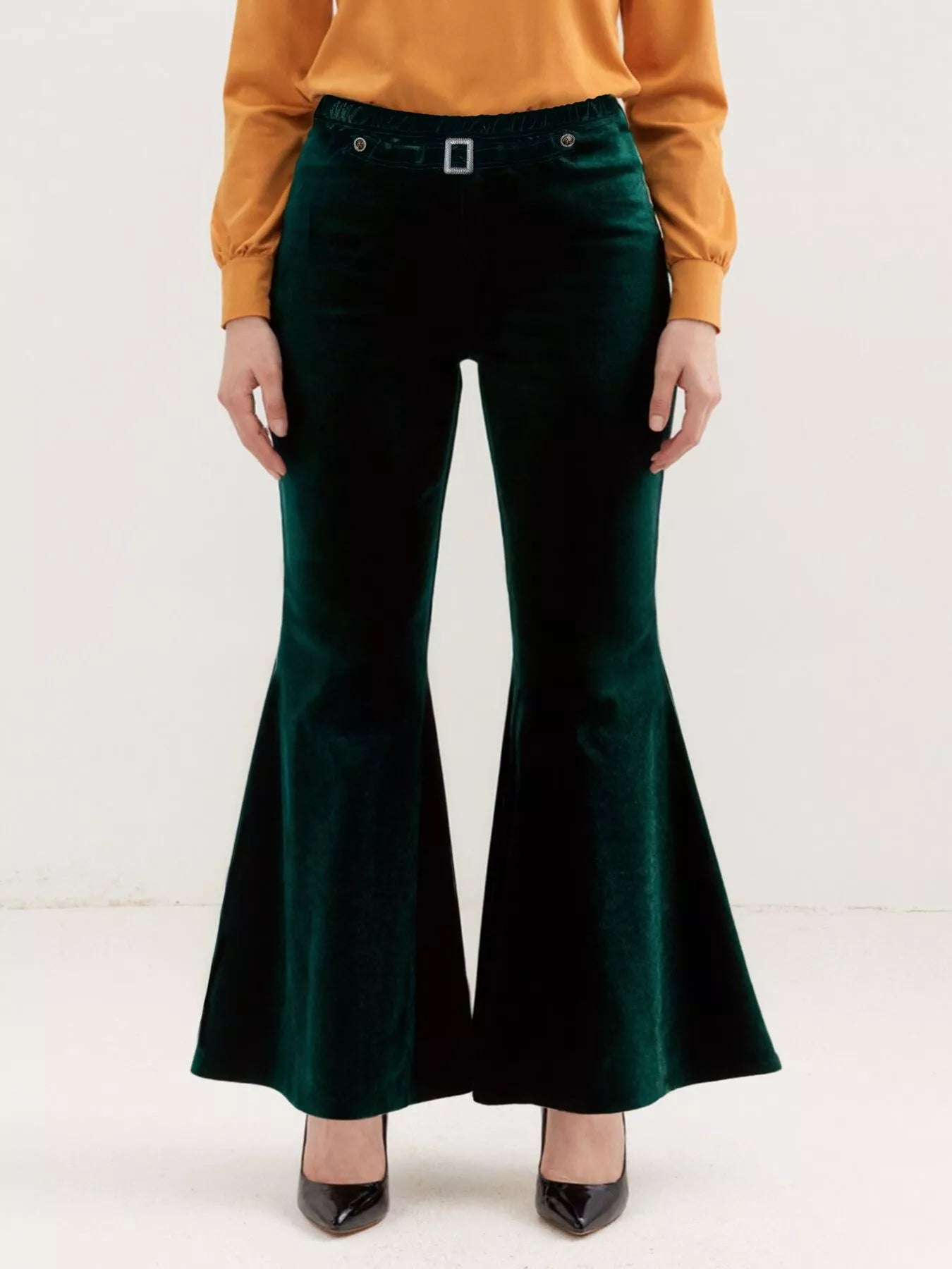 Plus Size Velvet Flared Trousers – Elevated Everyday | Whisper of Éire