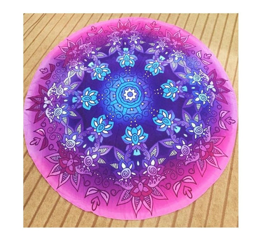 Mermaidcore Coral Radiance Round Chiffon Beach Towel – Ultra-Color Tropical Wrap