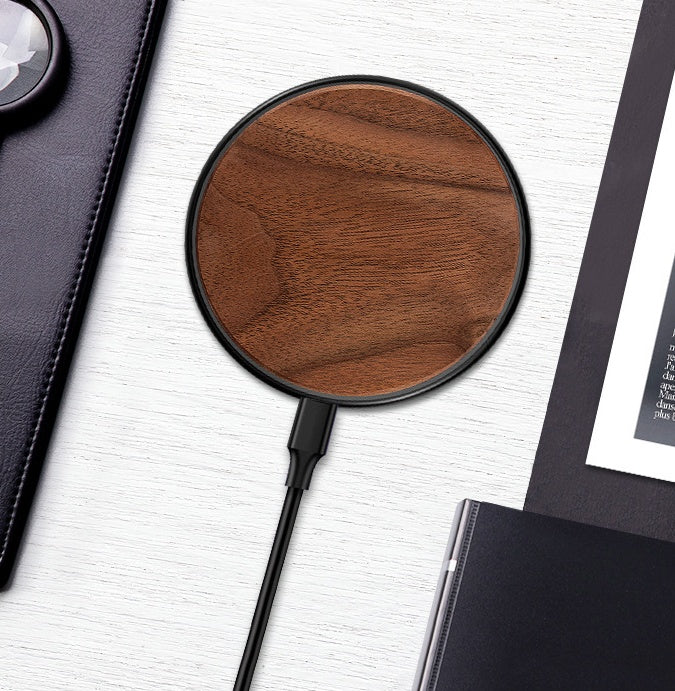 PGP Holiday | Modern Tech Meets Timeless Craftsmanship — Round Wooden Wireless Charger (15W Fast Charge)