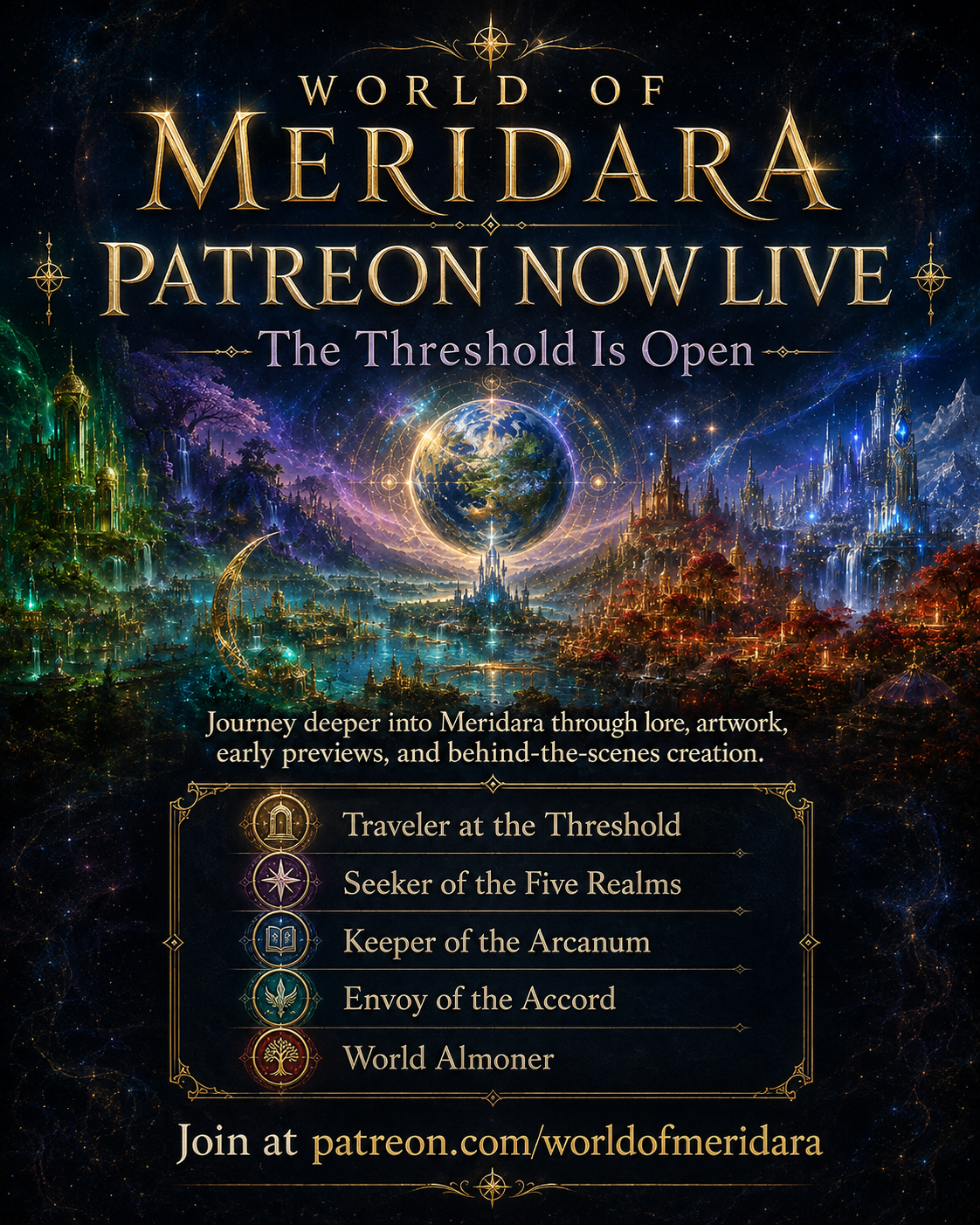 World of Meridara First Edition 2026 Collector's T-Shirt | Official Fantasy Graphic Tee | Exclusively Distributed by PGP Holiday