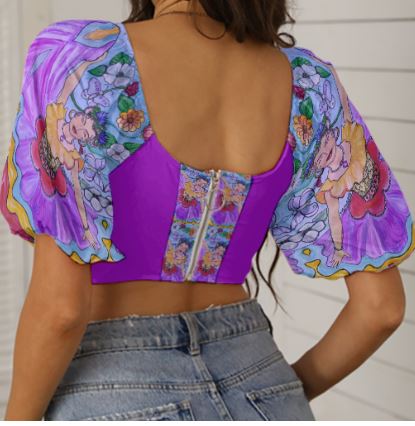 PGP Holiday Rochelle ¡Vive Mexico! Puff Sleeve Crop Top