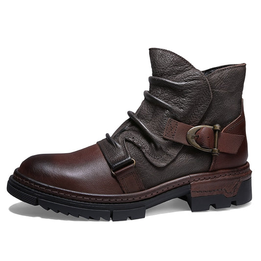 Outlaw Retro Wrinkle Genuine Leather Mens Boots